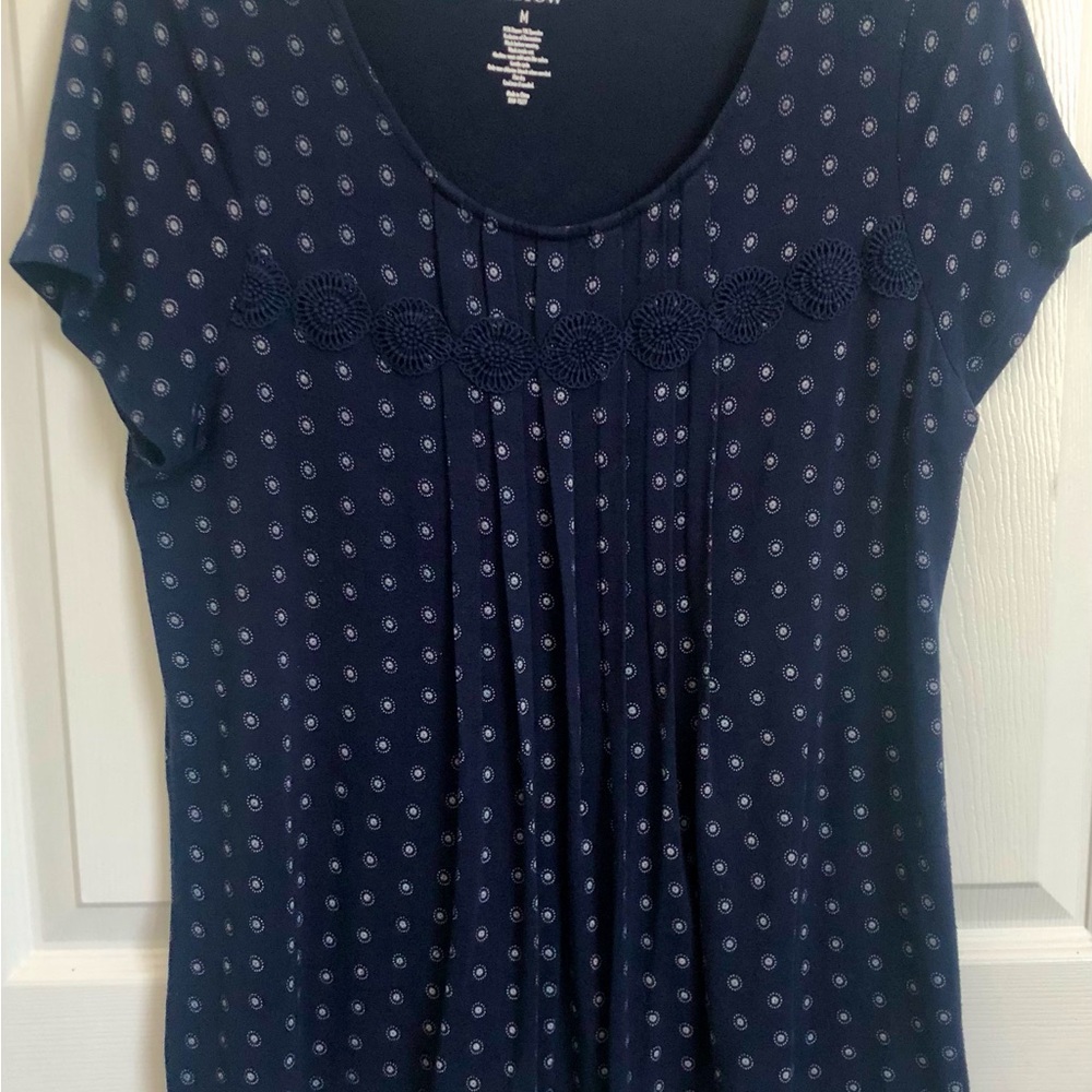 Croft & Barrow Navy Short Sleeve Tee with Pattern